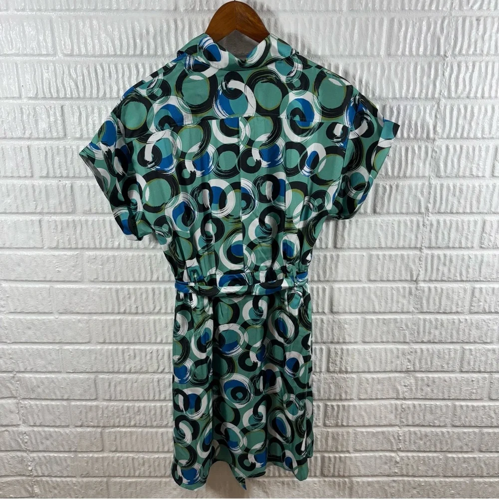 Jim Thompson 100% Silk Dress Teal Mod 6 - Picture 2 of 6